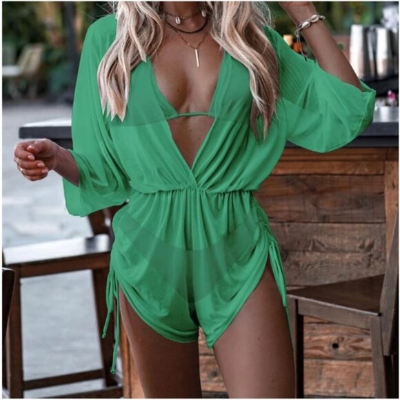 Boho Vibrant String Bikini Thong Romper Cover up set - Picture 1 of 2
